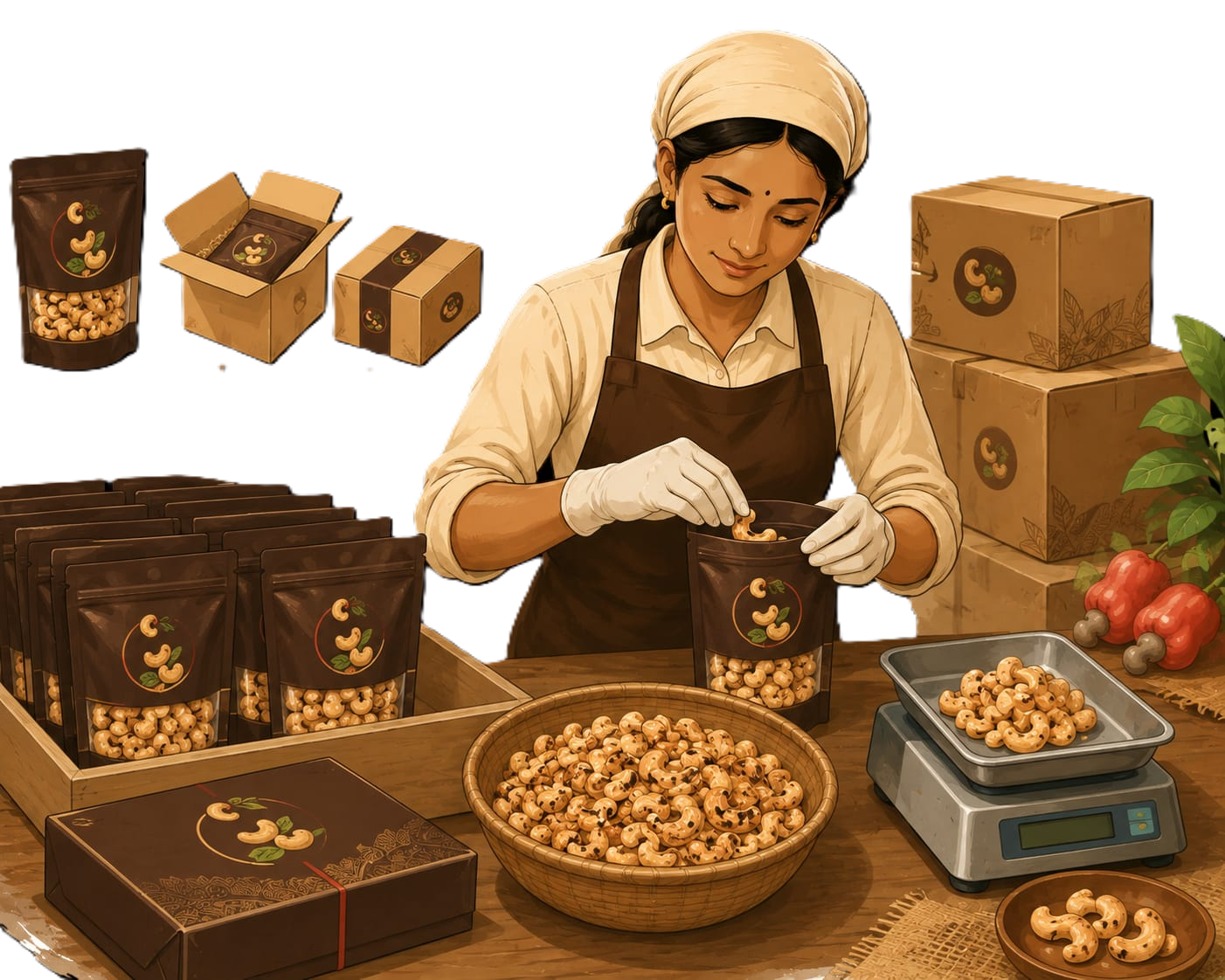 Grading the top quality cashew